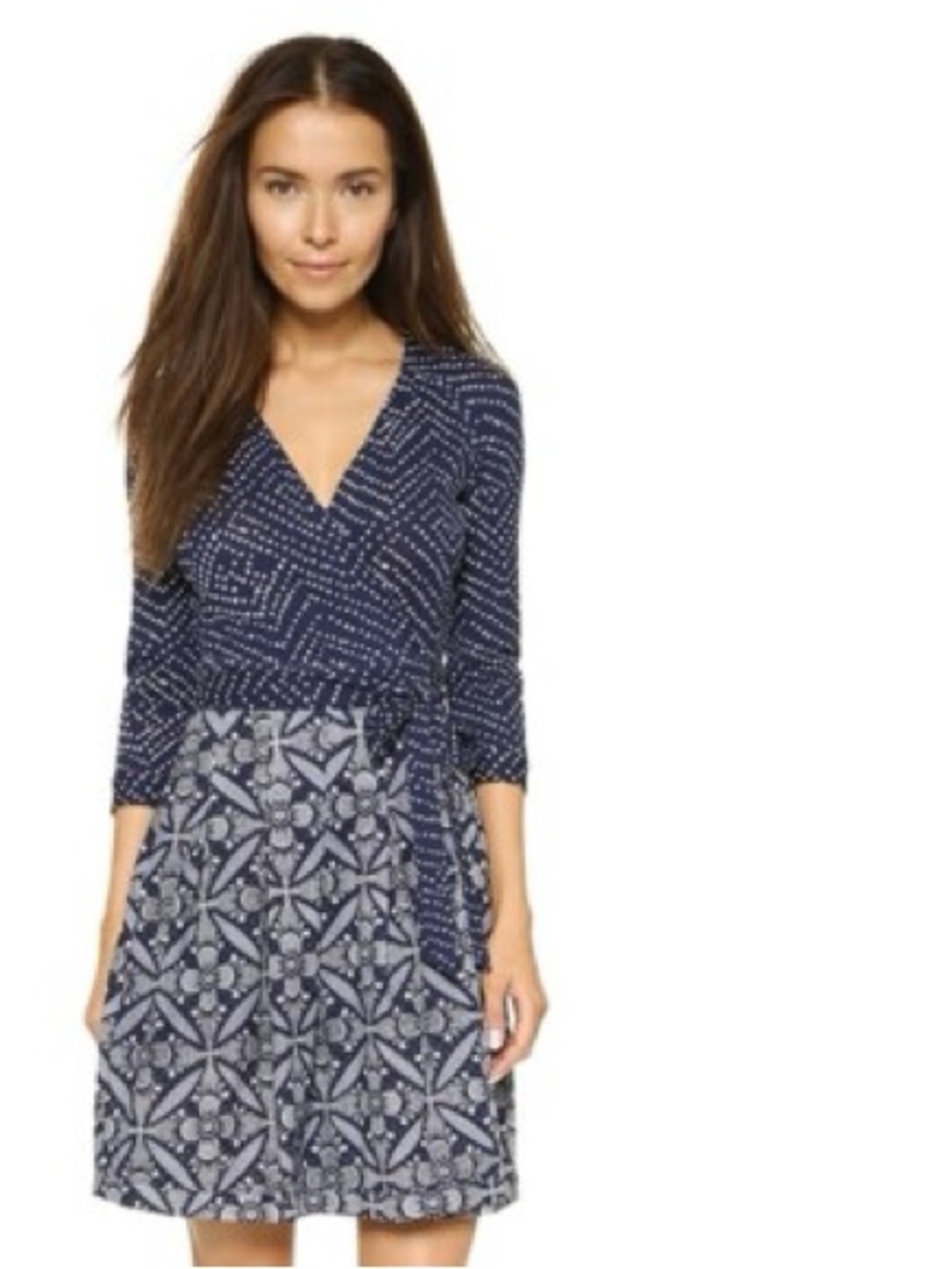 Diane Von Furstenberg Jewel Polka Dot Floral Wrap Dress Size 2